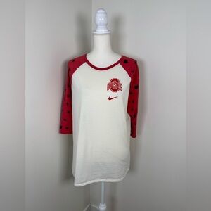 Nike Women's Ohio State Buckeyes Raglan 3/4 Sleeve Tee‎ Size XXL